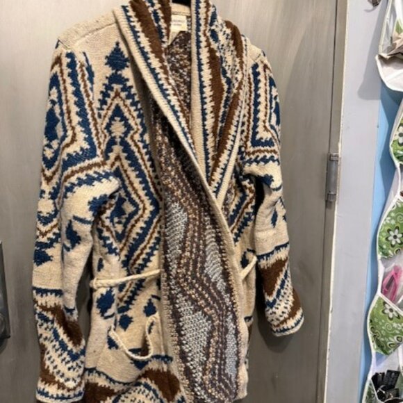 Retro Boho Ralph Lauren Denim supply Aztec Cardigan Sweater / Jacket - Picture 9 of 16
